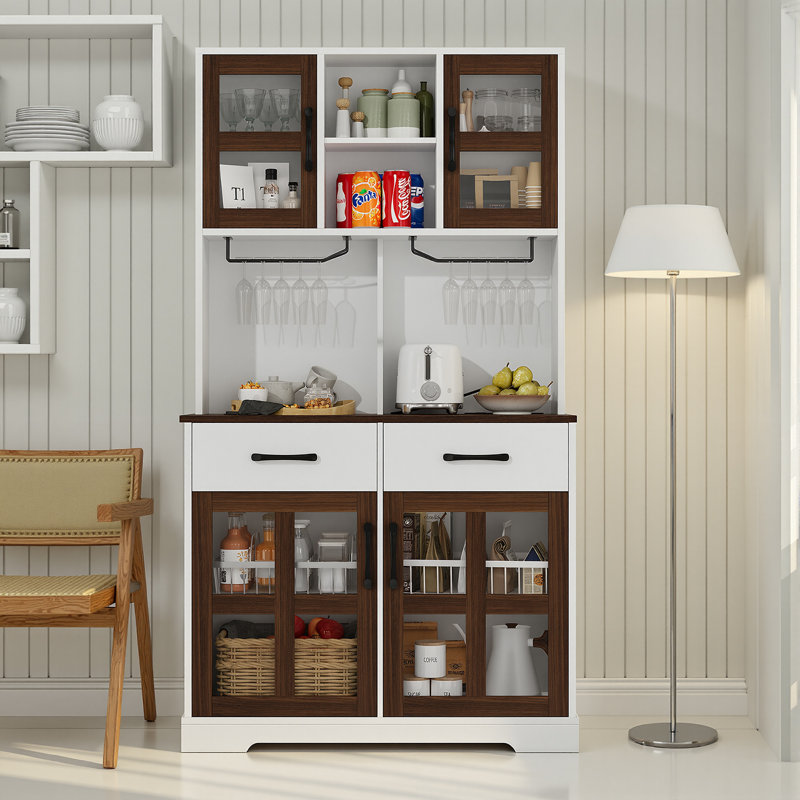 Armoire de rangement 70 po H 70,8 po avec station de charge et tiroirs, Blanc