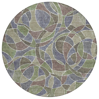 Machine Washable Indoor/Outdoor Husby ACN2208 Geometric Rug