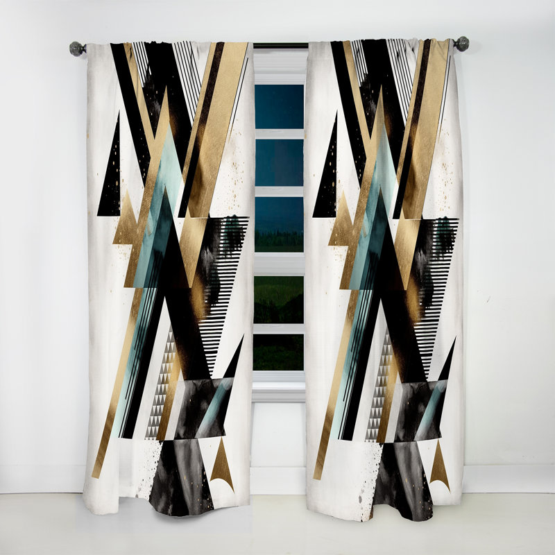 Torridon - Art Deco Triangle - Modern Velvet Curtain - Room Darkening - 1 panel, 52" W x 120" L