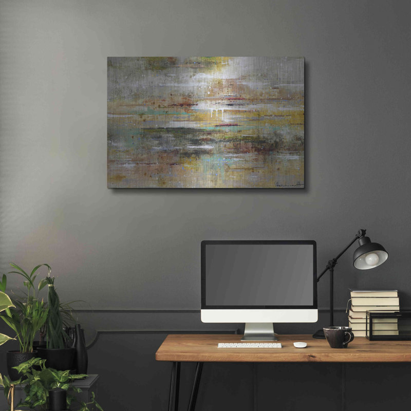 Orren Ellis «Oasis Reflection» par Ingeborg Herckenrath, art mural en métal, H 24 po x l 36 po