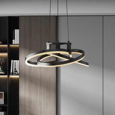 Alliber 1-Light Modern Square/Rectangle LED Chandelier with Aluminum Frame