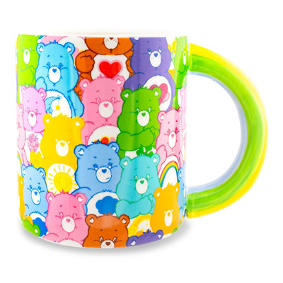 Grande tasse en céramique avec poignée arc-en-ciel Care Bears | Peut contenir 20 onces