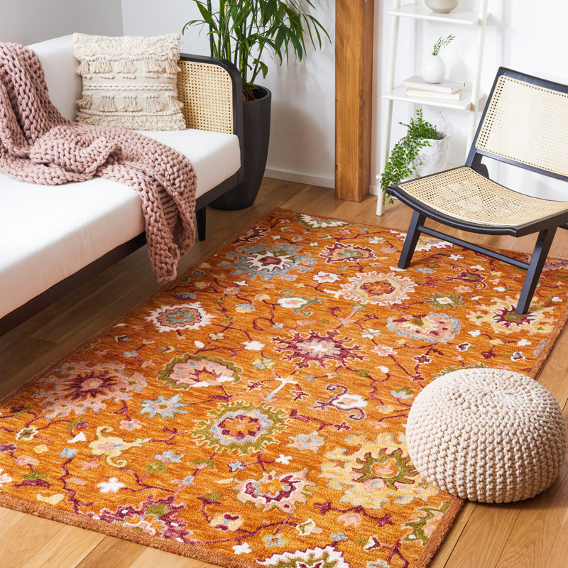Tapis en laine et coton tissé à la main Vahakn, Rectangle de 5 pi x 8 pi