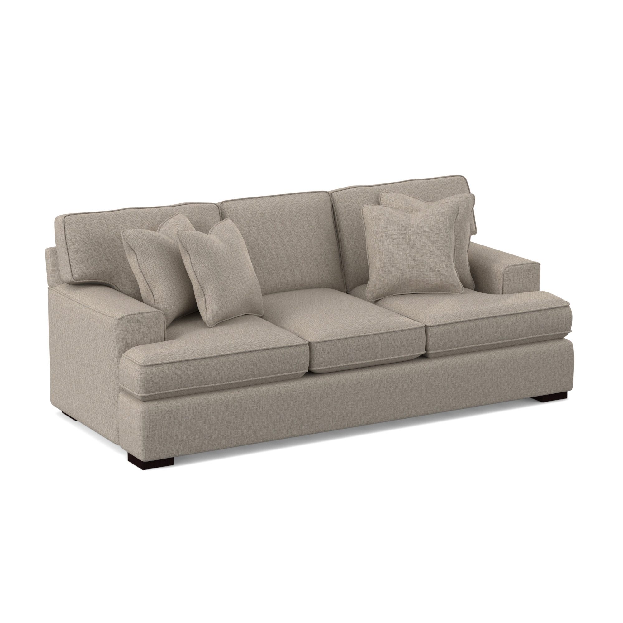 Sadie 97'' Recessed Arm Sofa with Reversible Cushions, Beige Performance Fabric; 0851-73, Java Finish
