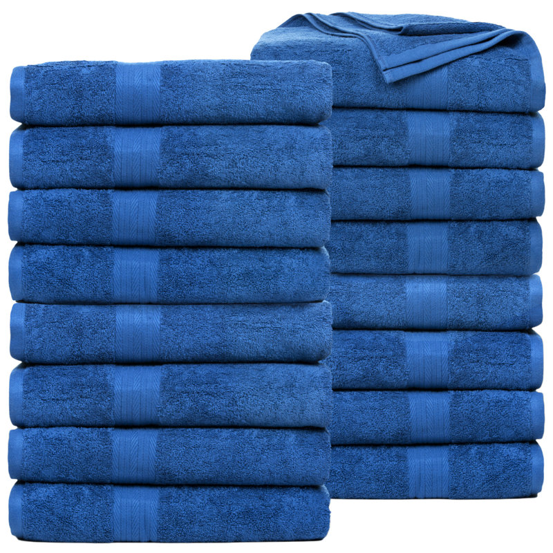 Ensemble de serviettes 100% coton super doux et absorbant Como, Bleu marine, Serviettes de bain - paquet de 16