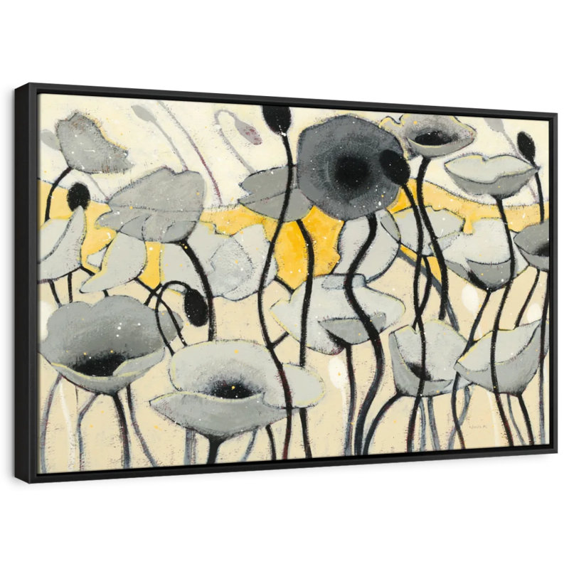 Snow Day Gray Flower Canvas Print, 13" H x 19" W