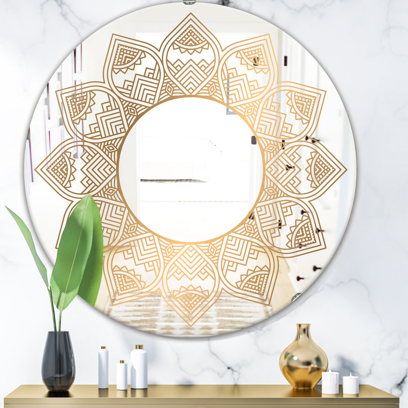 Luxury Mandala Glam Frameless Bathroom/Vanity Mirror, 23.6" H x 23.6" W