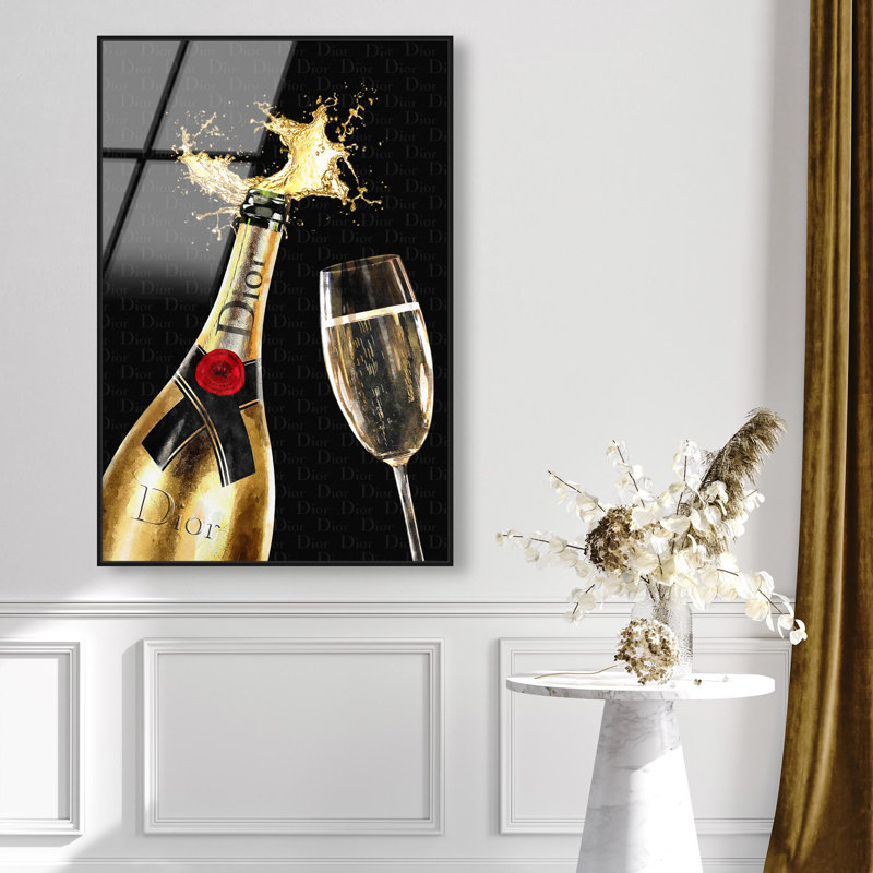 Oliver Gal Sip in Style Glam & Bar - Framed Acrylic Glass Wall Art, 37" H x 25" W, Black