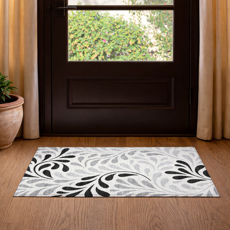 Premium Machine Washable Mayfield AMF2411 Floral Rug, 1'8" x 2'6", Ivory
