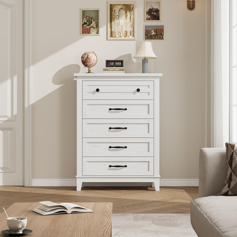 Commode à tiroir vertical de 41,3 po de hauteur avec grand rangement, Blanc
