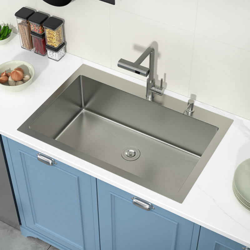 Évier de cuisine encastré en acier inoxydable 304 de calibre 16 avec l 30 po x P 22 po l 30 po x P 22 po, L 30 po x l 22 po