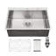 Évier de cuisine 28 po x 22 po x 10 po à cuve simple encastrable en acier inoxydable de calibre 16 28 po