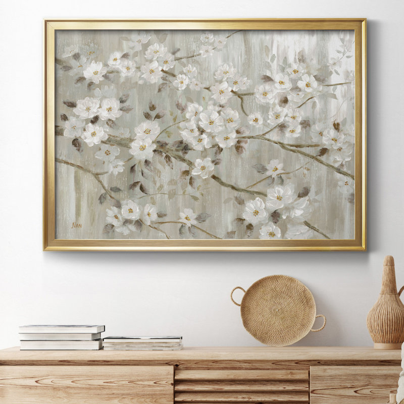 «Neutral Spring» - peinture encadrée, Gold Framed Canvas, H 18,5 po x l 24,5 po x P 1,5 po