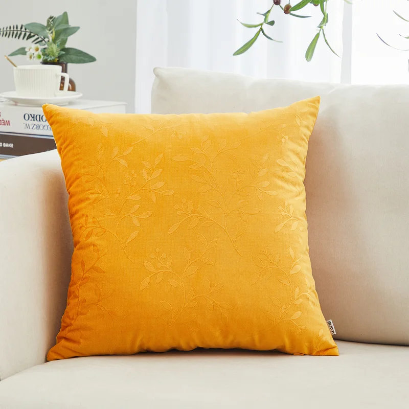 Coussin en velours Velvet Spring, Jaune