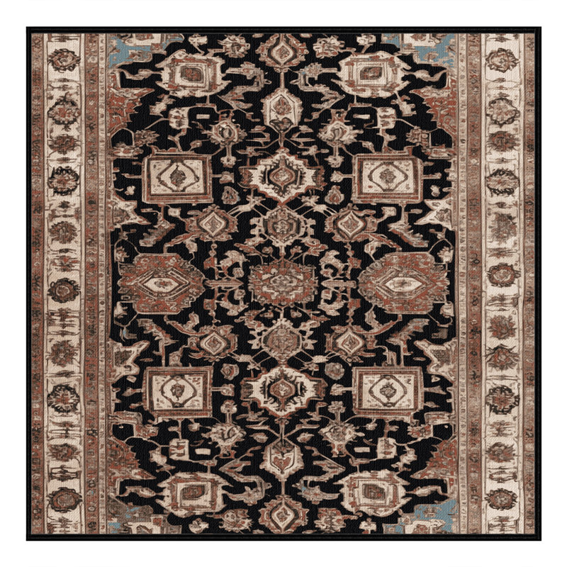 Machine Washable Persian Brown Area Rug, Square 8'