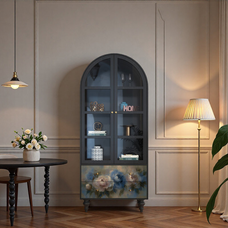 HomeLuxea Vitrine en bois massif Floral - Wayfair Canada