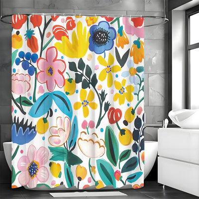 Floral Shower Curtains with Hooks Included