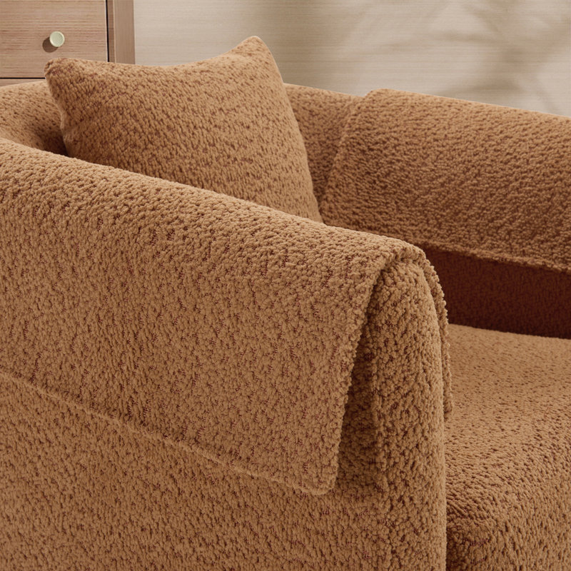 Fauteuil d'appoint pivotant avec repose-pieds en chenille, Jaune