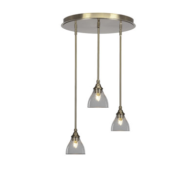 Luminaire suspendu en forme de grappe 3 lumières avec verre à bulles transparent 6,25 po Empire