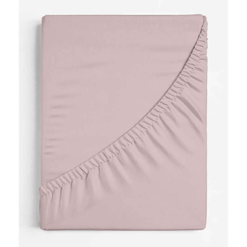 Oslo Plain Weave / Muslin Fitted Sheet, Blush Pink, Double (4'6)