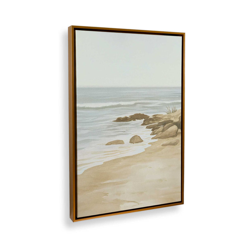 Soft Shoreline Silence II, reproduction sur toile dans un cadre, H 48,75 po x l 32,75 po, Or poli