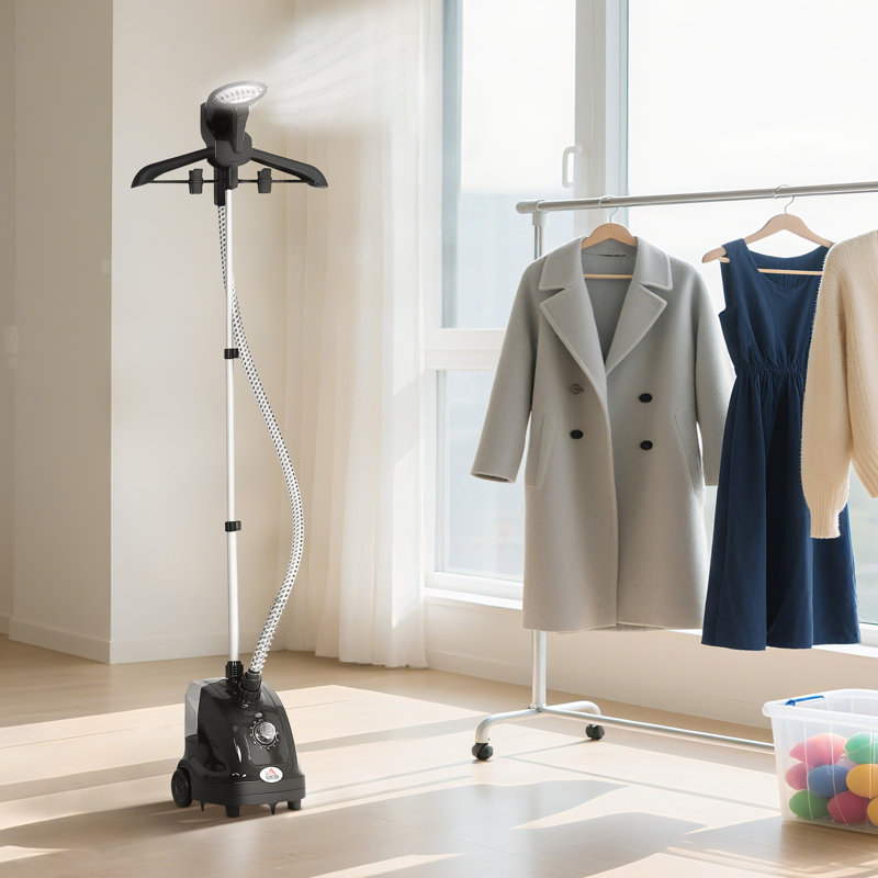 HOMCOM Clothes Steamer with Adjustable Telescopic Pole 41-110 cm Black