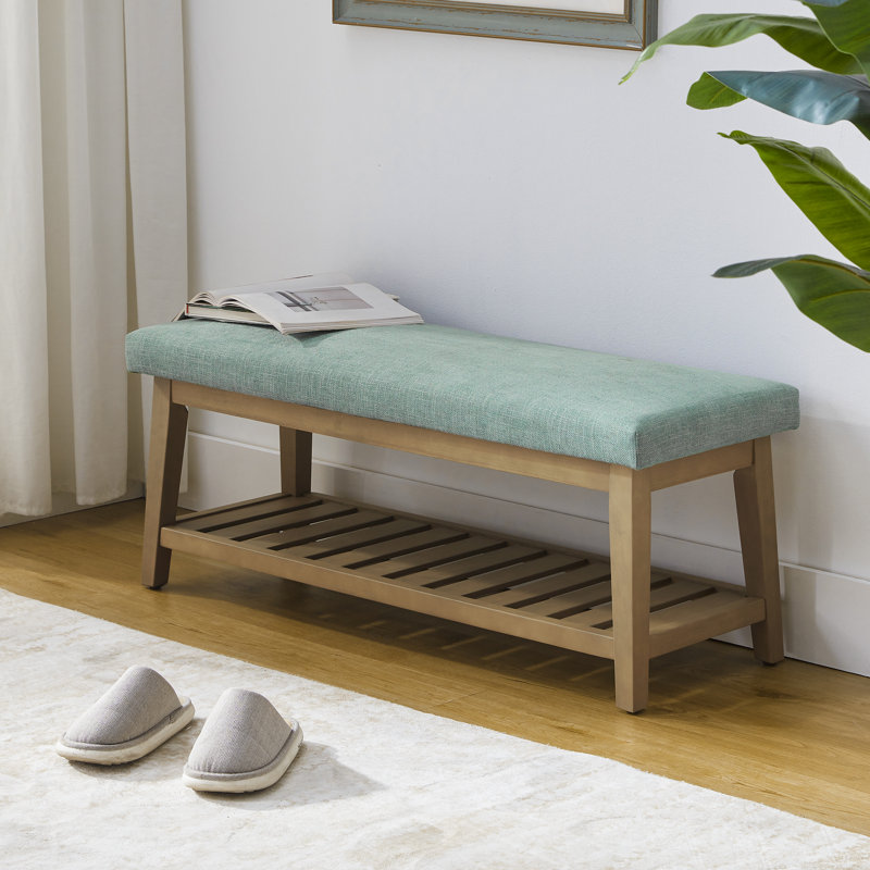 Hahnville 44" W Upholstered Storage Bench, Teal