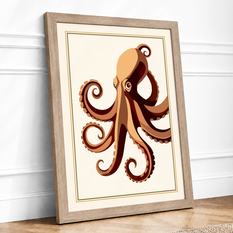 Golden Octopus Botanical - Print, Oak, A4 - 29.7 x 21.0 cm