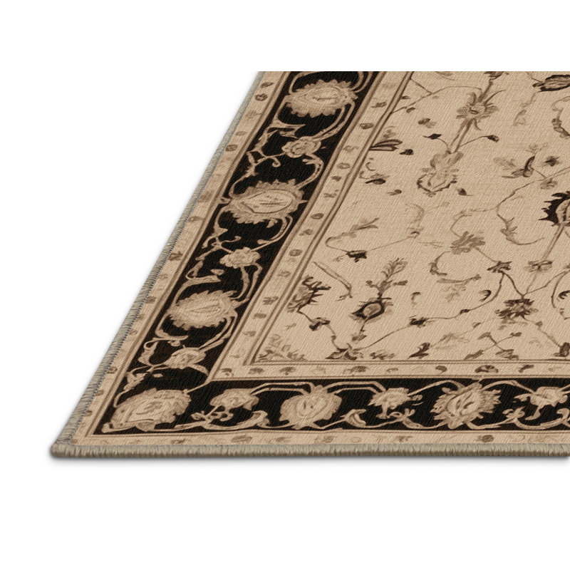 Tapis brun français lavable à la machine, Rond 8 pi