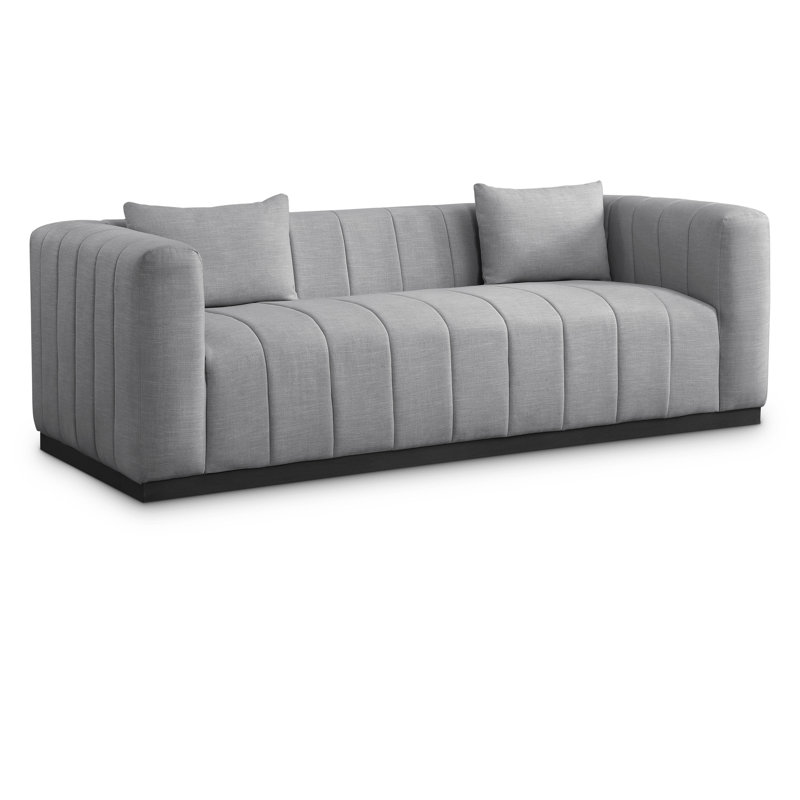 Hrihaan 90.5'' Sofa, Grey Linen Textured Fabric