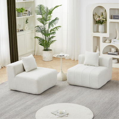 Canapé modulaire en chenille avec 2 coussins, canapé modulaire symétrique pour chambre à coucher, salon, bureau pour les loisirs ou la sieste, salle de lecture et vestibule