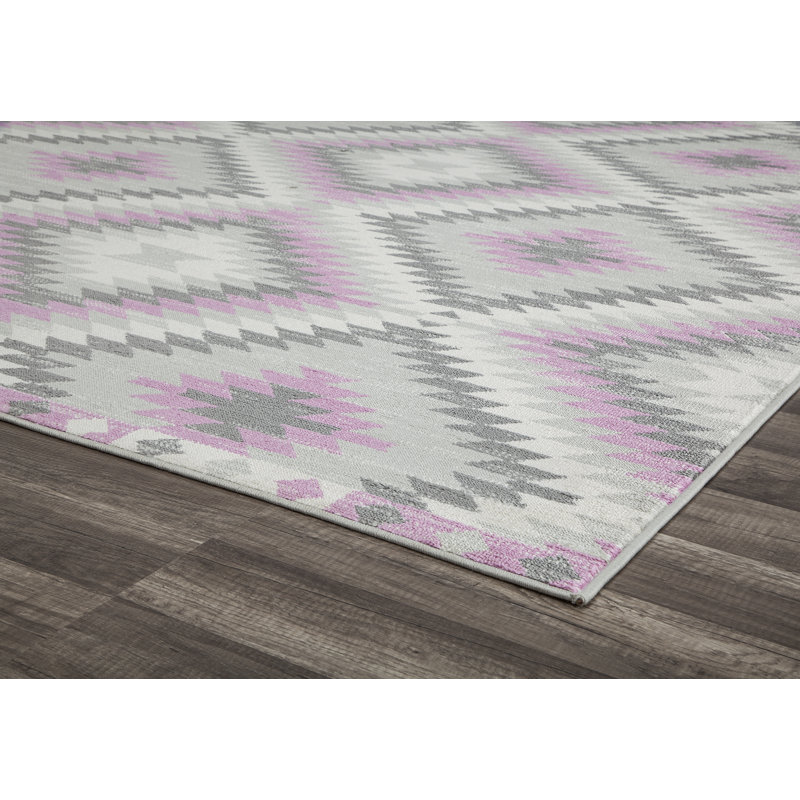 Heron Bodrum Tribal Kilim Denim Area Rug, Runner 2' x 8', Pink/Ivory/Silver/Gray