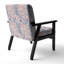 Chaise avec accoudoirs en velours rose et bleu à motif cachemire floral