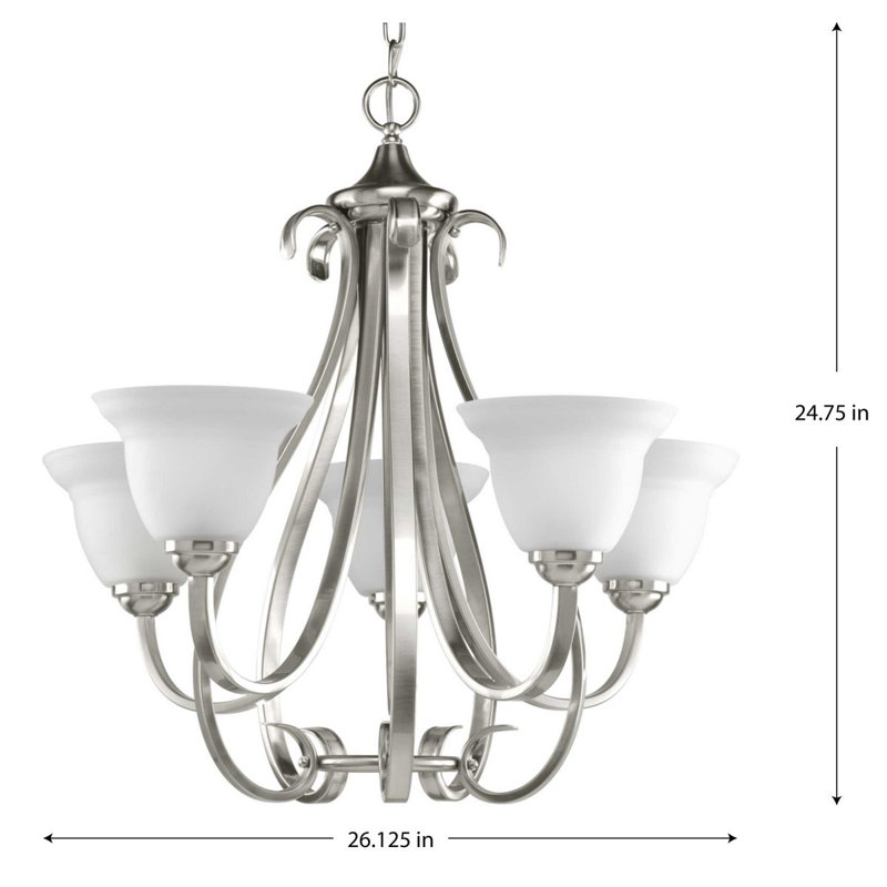 Lilly 5 - Light Dimmable Classic / Traditional Chandelier, Brushed Nickel