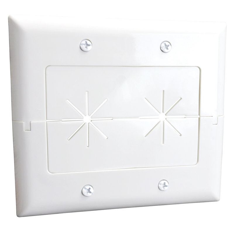 White 2-Gang Split Wall Plate with Flexible Opening
