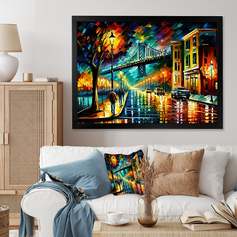 «Colorful San Francisco II - Cityscapes», art mural sur toile, Cadre noir, H 34 po x l 44 po x P 1,5 po
