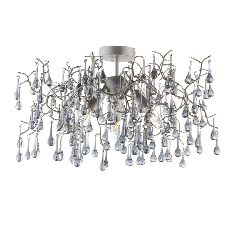 Hewes Nightan 3-Light Aged Silver Semi-Flush Light