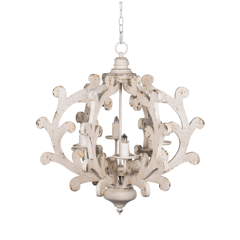 Lustre en bois 6 lumières, luminaire suspendu avec chaîne réglable pour le vestibule de la salle à manger de la cuisine, ampoule non incluse