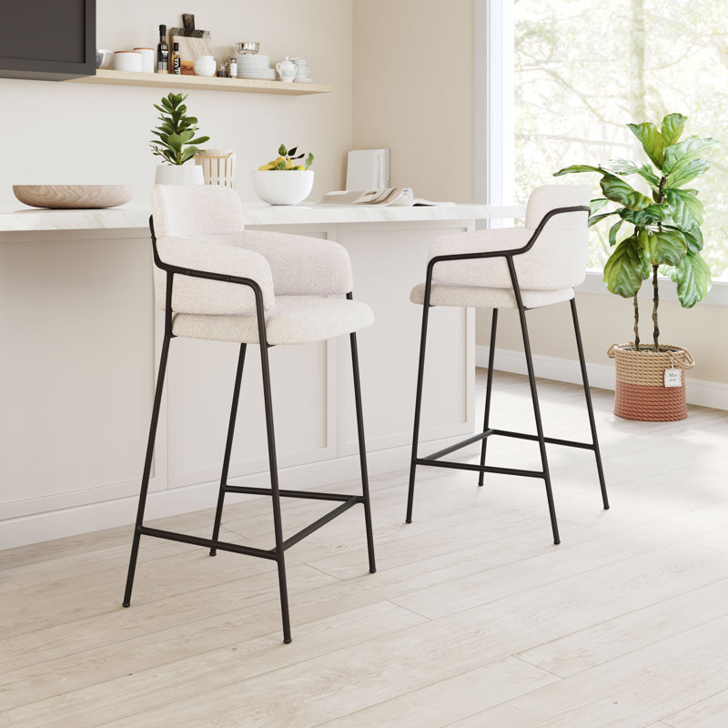 Tabouret de bar et de comptoir Kidman, Crème, crème, Tabouret de bar (siège d'une hauteur de 29,9 po)