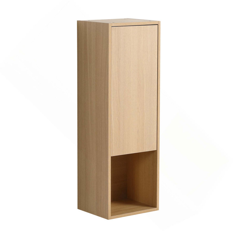 Petite armoire murale de 12 pouces avec porte à fermeture douce et rangement ouvert pour petite salle de bain