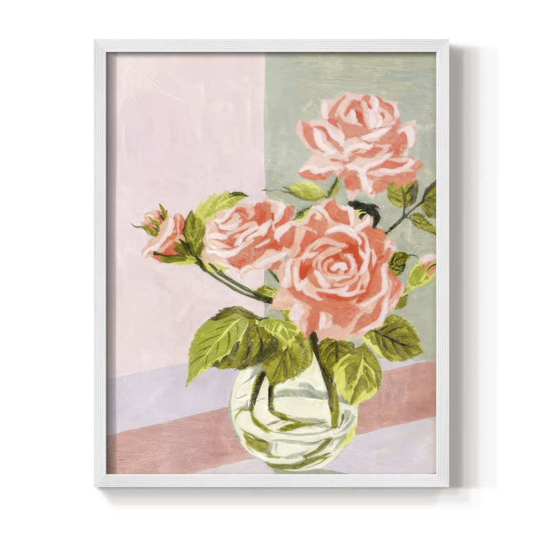 «Douces Roses I», H 30 po x l 24 po, Blanc