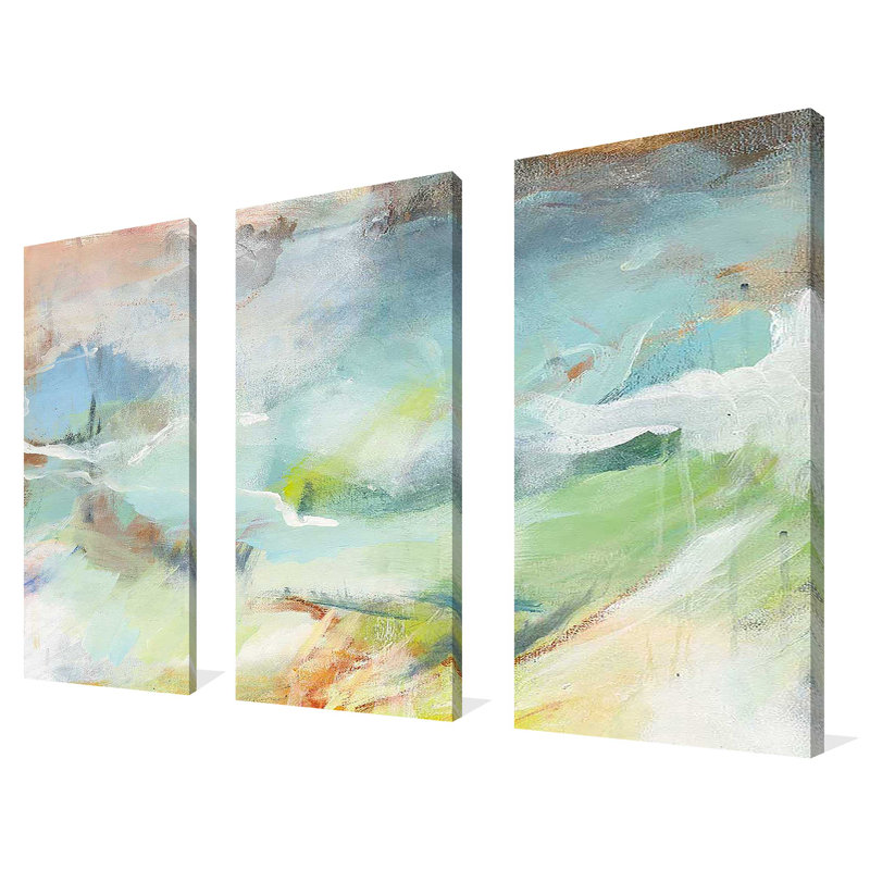 Possibilites II - ensemble de 3 reproductions d'art sur toiles tendues, H 24 po x l 36 po x P 0,75 po
