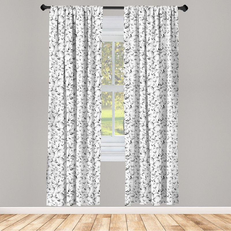 Floral Semi-Sheer Rod Pocket Curtain Panels, 28" x 63"