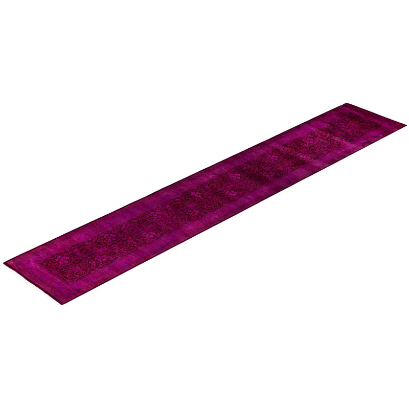 Tapis de couloir unique en laine rose 2 pi 7 po x 13 pi Huckstep