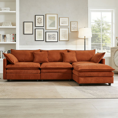 Canapé modulaire de 105 po en tissu chenille rembourré