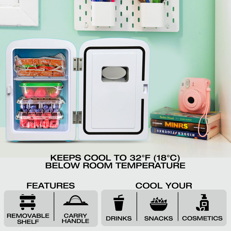 Aqua Green Compact Retro Mini Fridge for RVs