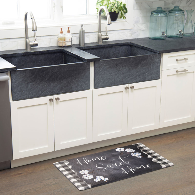 Black and White Buffalo Check Anti-Fatigue Kitchen Mat