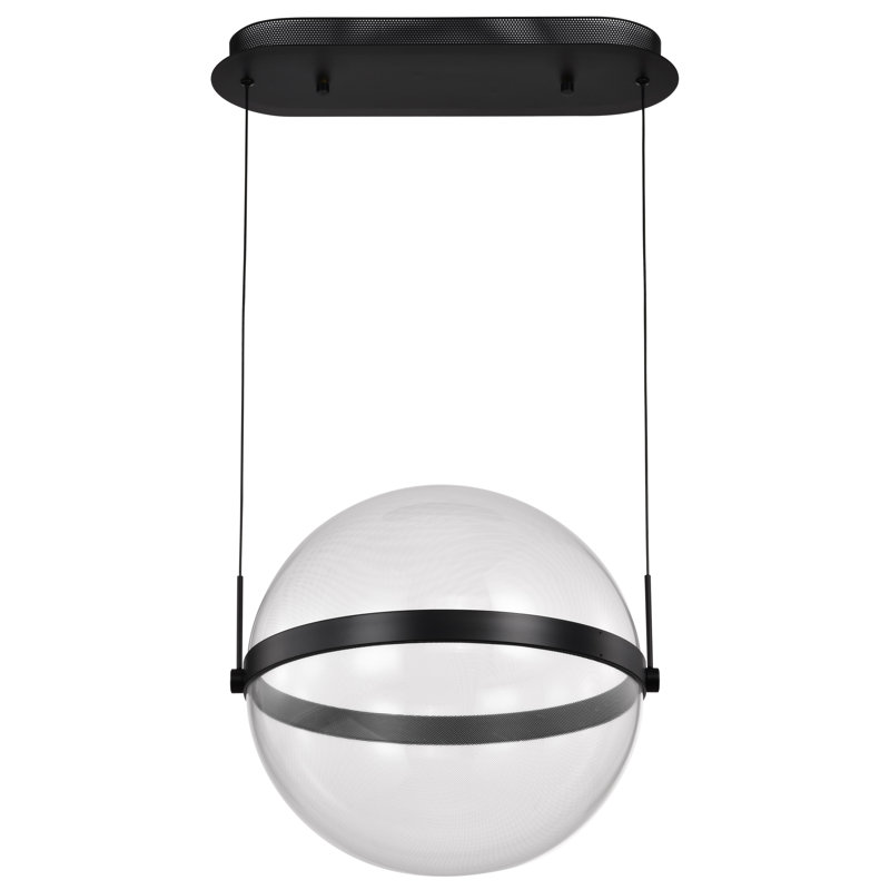 Brezina - LED Pendant - Matte Black - Silk Screened Acrylic Lens, 63.51" H x 16.63" W x 16.63" D