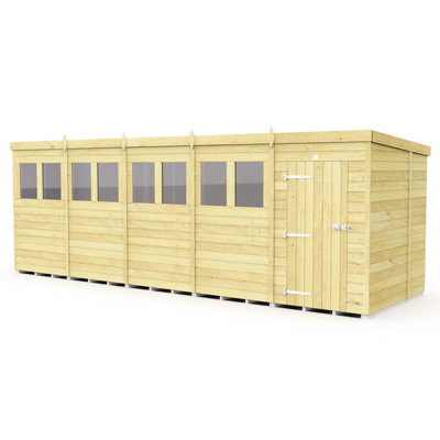 20ft x 7ft Pent Shed - Single Door with Windows