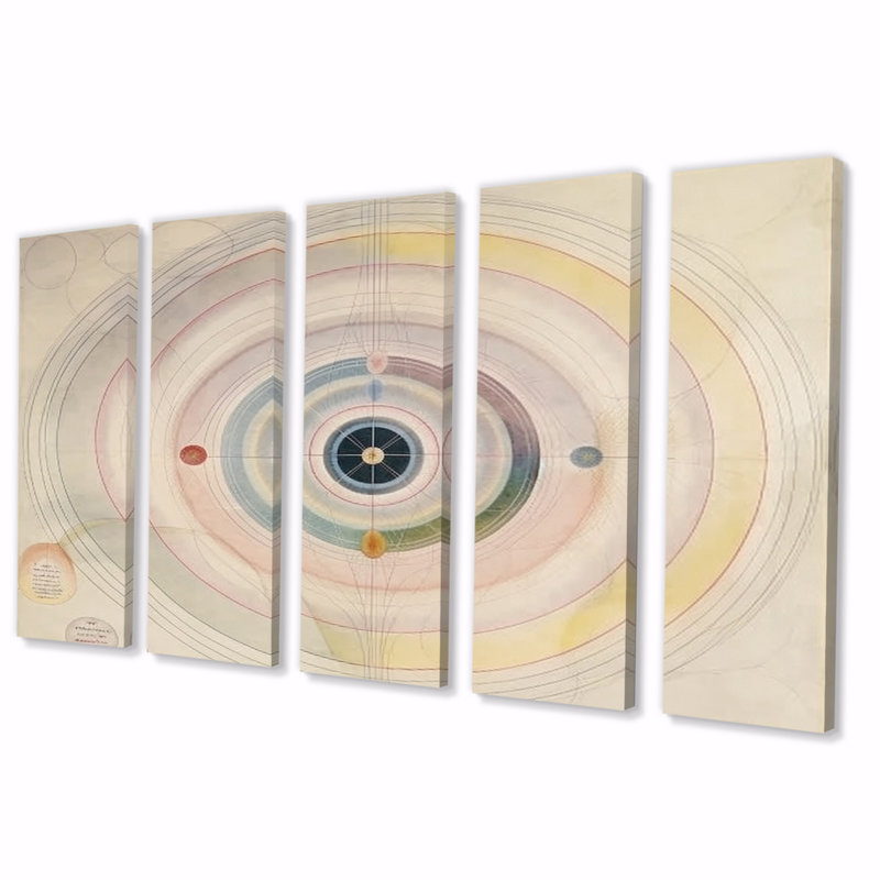 Universal Universal Blossoming Pastel Harmony II - Abstract Spirals Wall Art Living Room - 5 Equal Panels